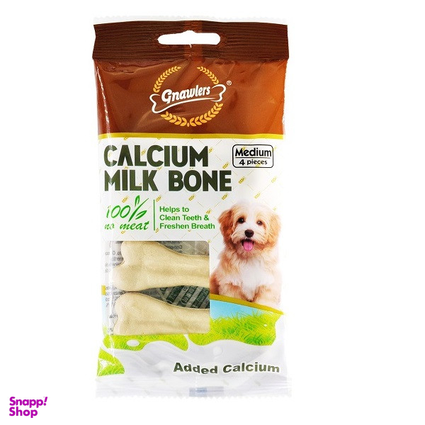 تشویقی سگ گناولز مدل CALIUM MILK BONE4 وزن 90 گرم بسته 4 عددی