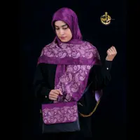 روسری نخی و کیف چرمی نیلای مدل ترمه