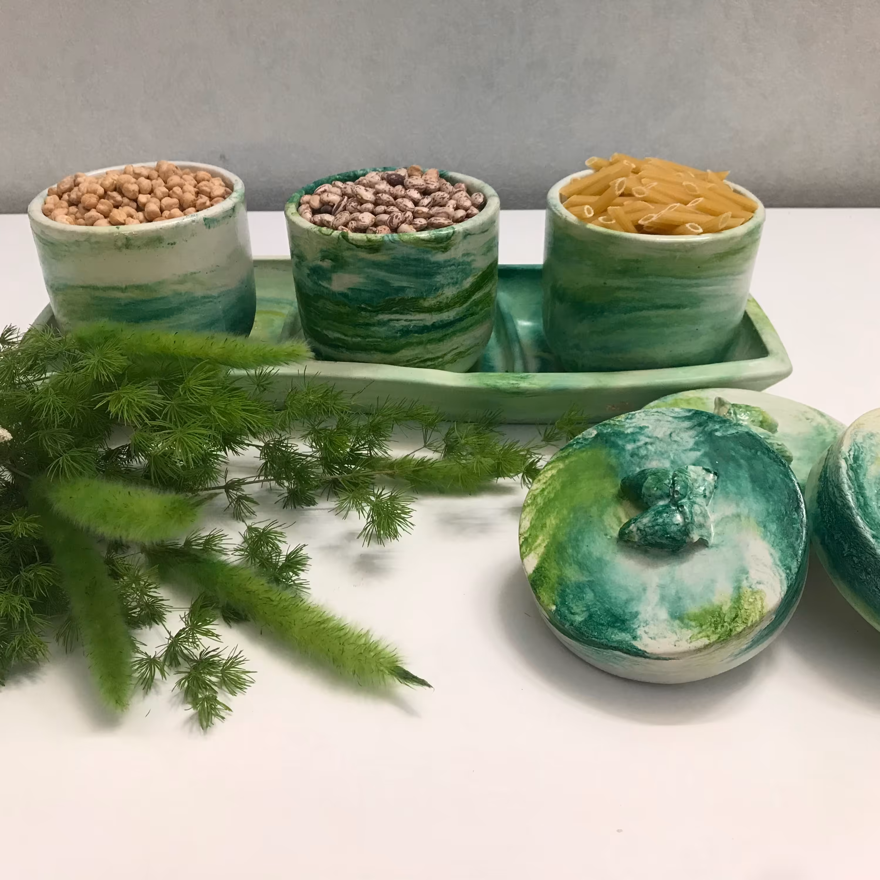 بانکه پاسماوری سه تایی همراه سینی رگه سبز