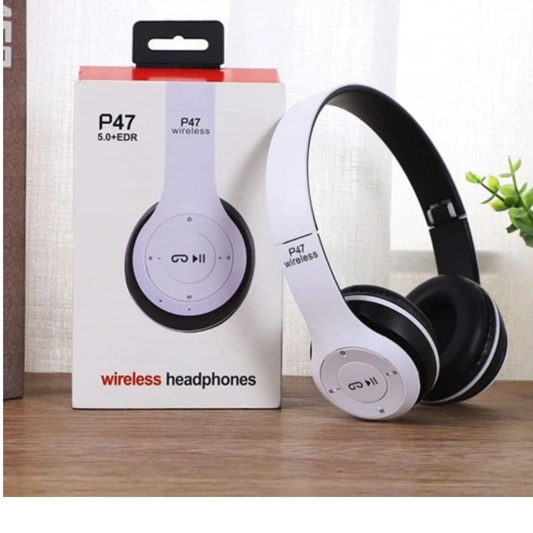 هدفون p47ارسال رایگان مموری خور بلوتوثی تاشو به همرا ه کابل شارژ مشکی رنگ