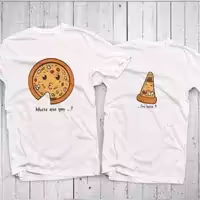 تیشرت سفید ست دو عددی طرح پیتزا و قاچ پیتزا 