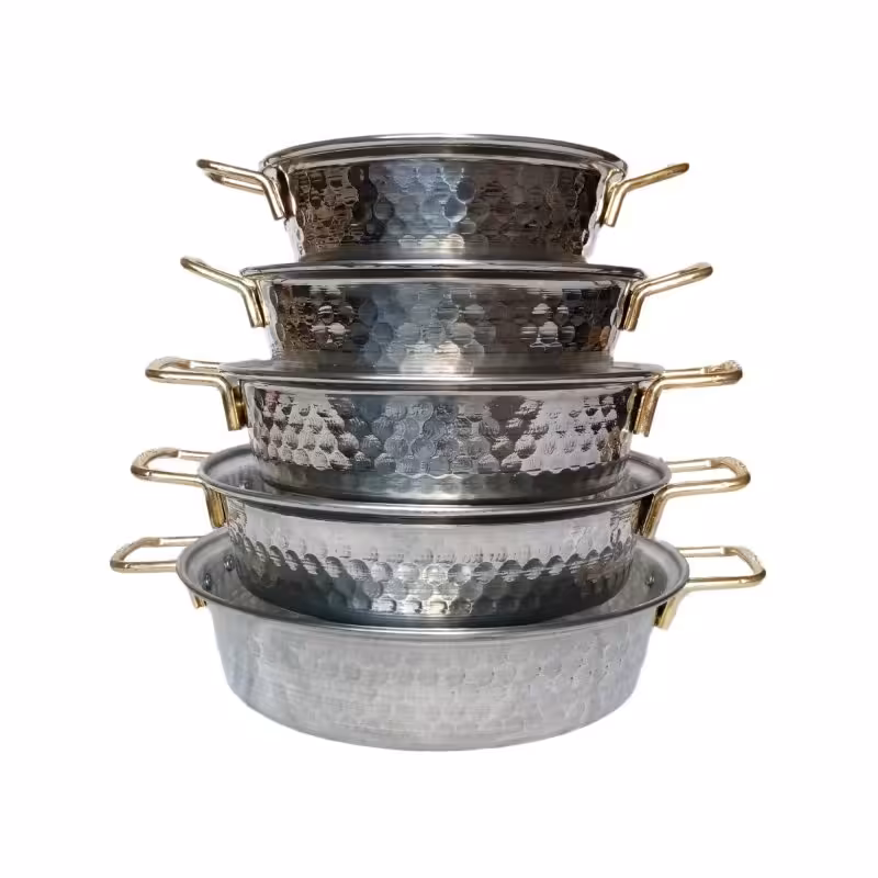 سرویس ماهیتابه پنج پارچه داخل عمیق روحی مدل چکشی (نوستالژیک) 