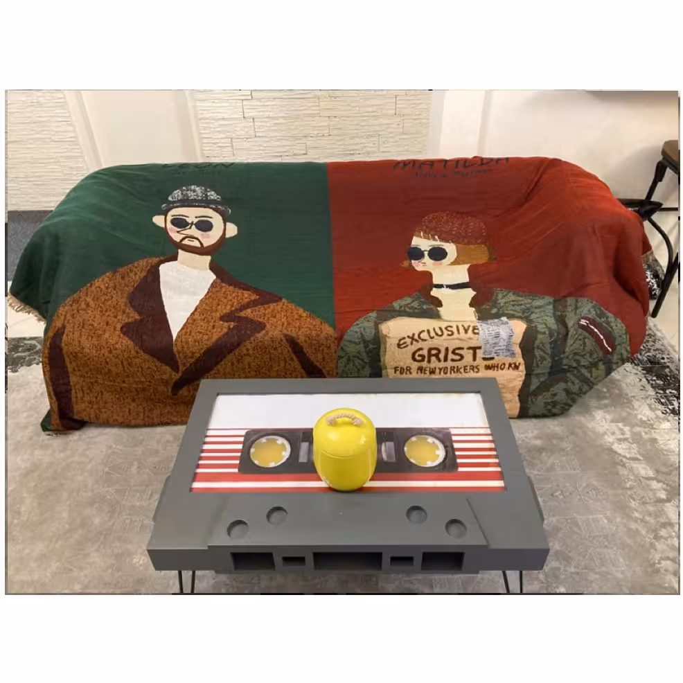 کاور و شال مبل الیاف طبیعی ابعاد 180 در 300 سانتی متر طرح لئون و ماتیلدا