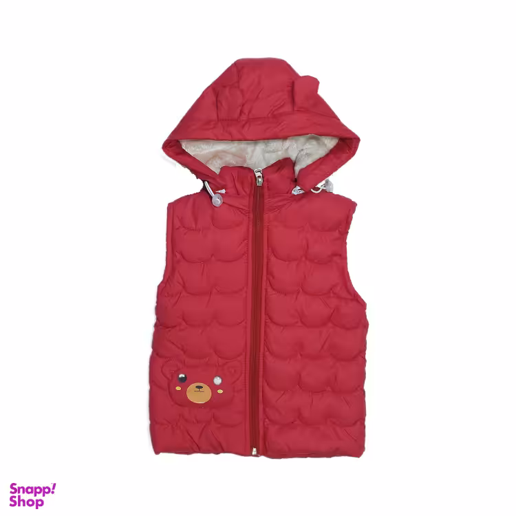 پافر دخترانه مدل خرسی کد 550039 رنگ قرمز