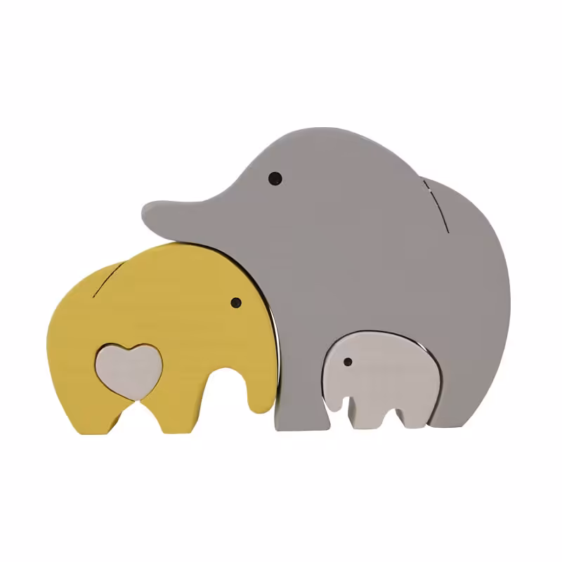 اسباب بازی چوبی طرح پازل فیل قلبی مدل MKT11H مجموعه 4 عددی