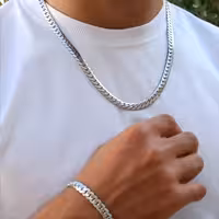 گردنبند و دستبند پوست ماری نقره ای