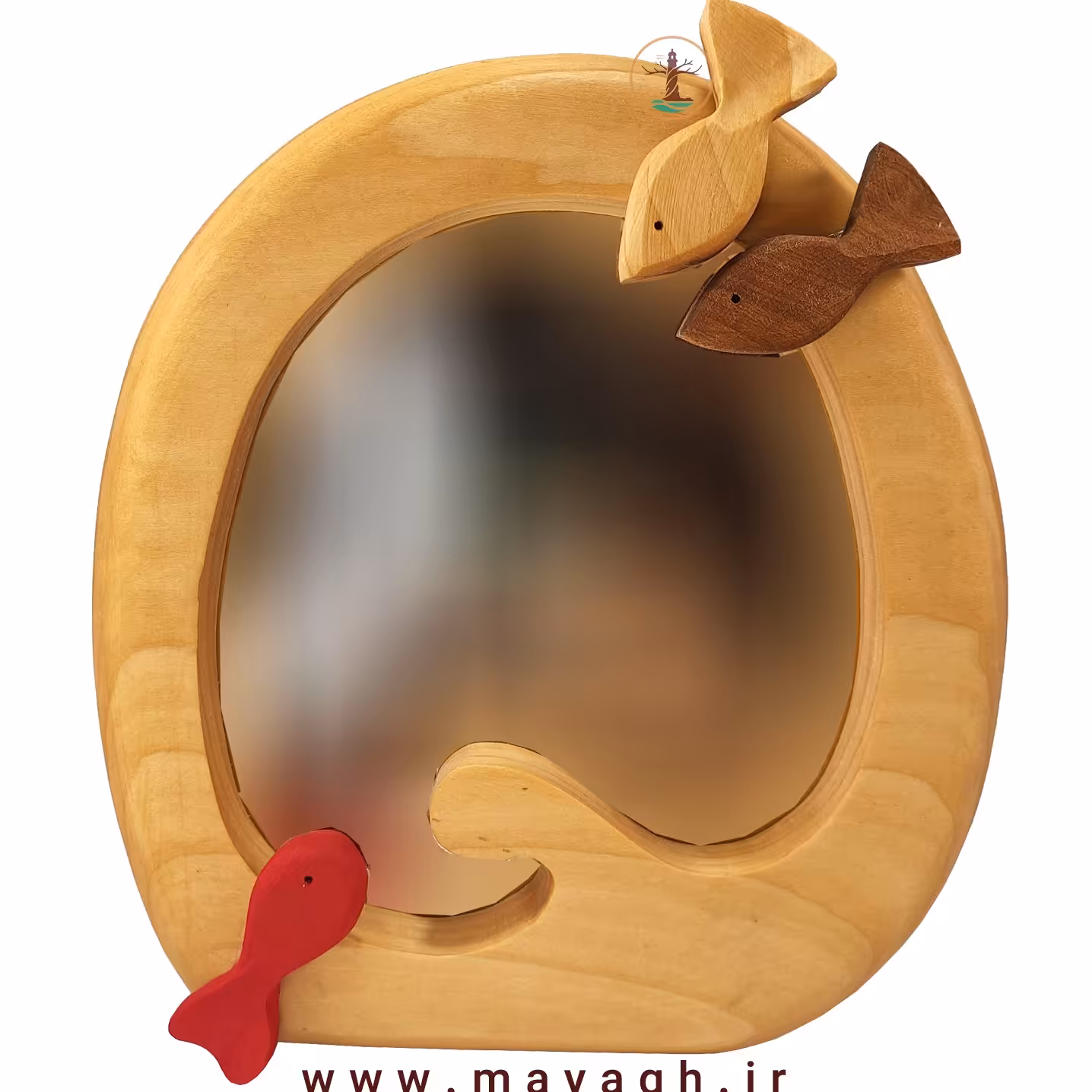 آینه چوبی دکوراتیو مدل ماهی قرمز