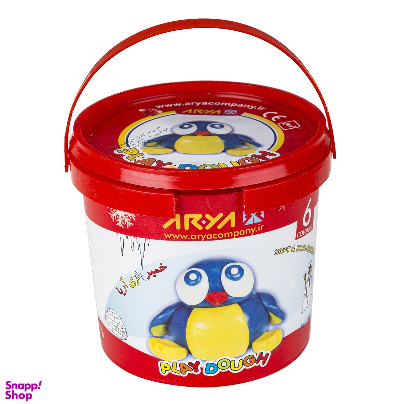خمیر بازی سطلی 6 رنگ پلمپ دار آریا (Arya) کد 1059