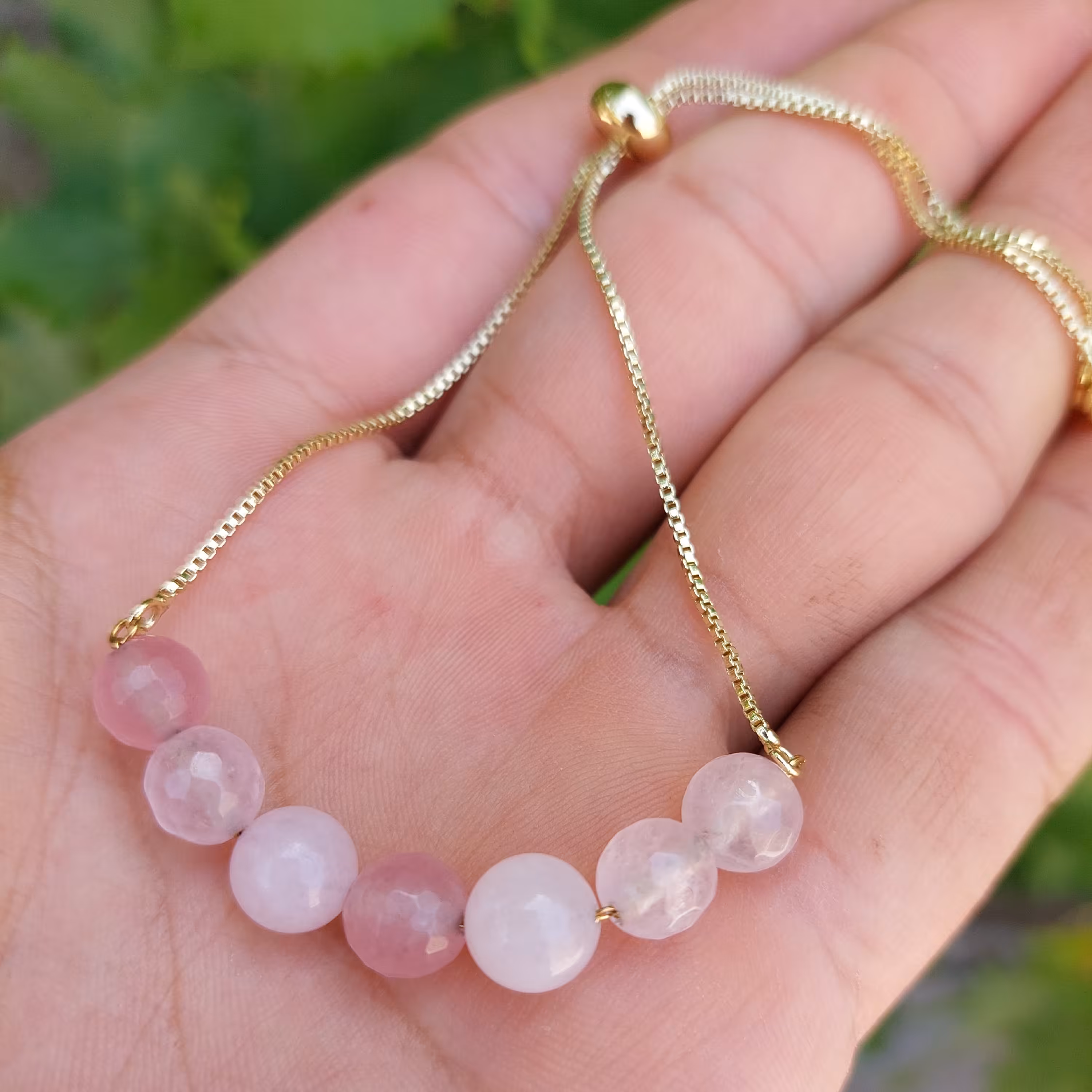 دستبند آسانسوری سنگ رزکوارتز