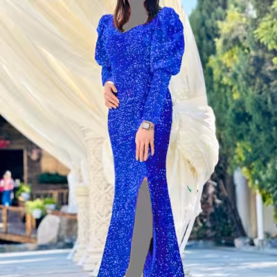 پیراهن مهمانی زنانه پولکی مدل پریناز 8142