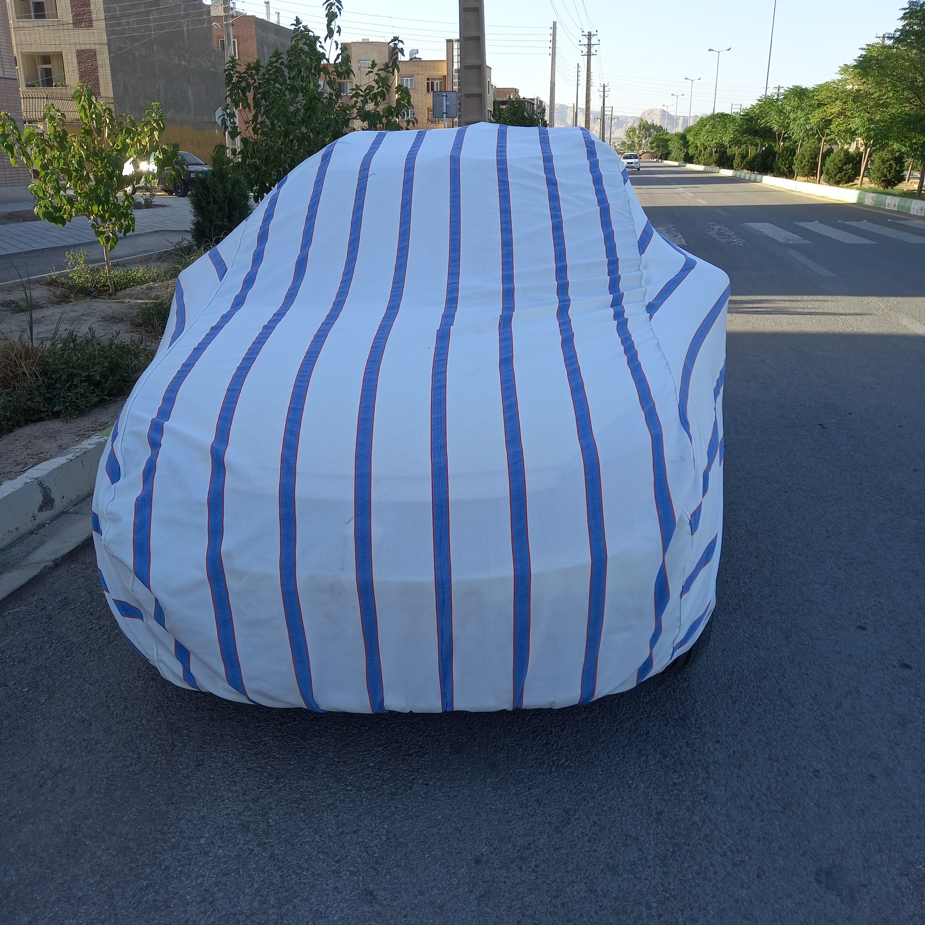 چادر ماشن خطی ابی نخ پنبه مدل xL