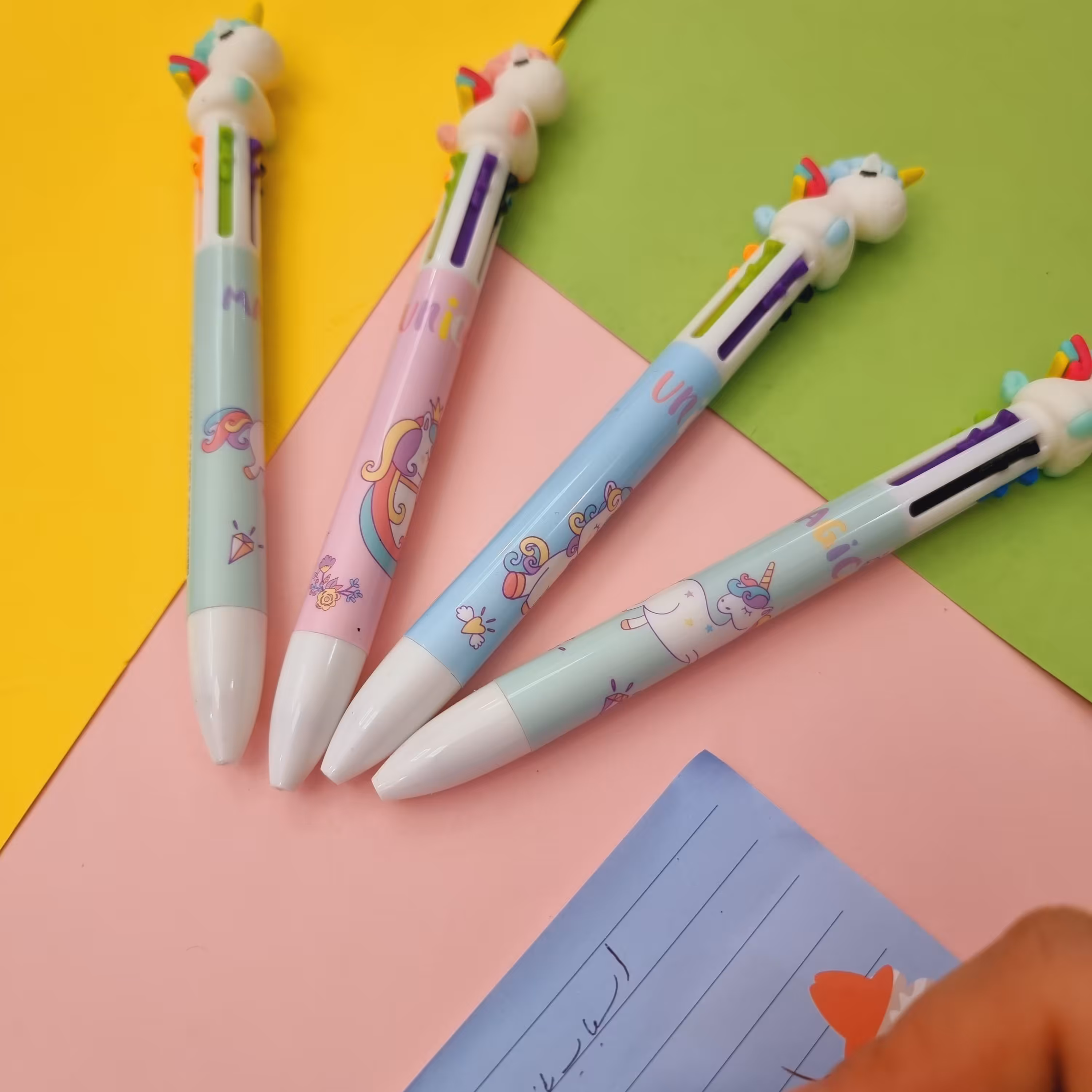 حراج مجموعه دو عددی خودکار روان نویس مدل تک شاخ / 6 رنگ  کیفیت عالی