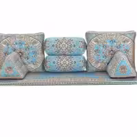 سرویس پشتی ترمه شاه نشین هفت تیکه مدل شاه قاسم ابی فیروزه ای 