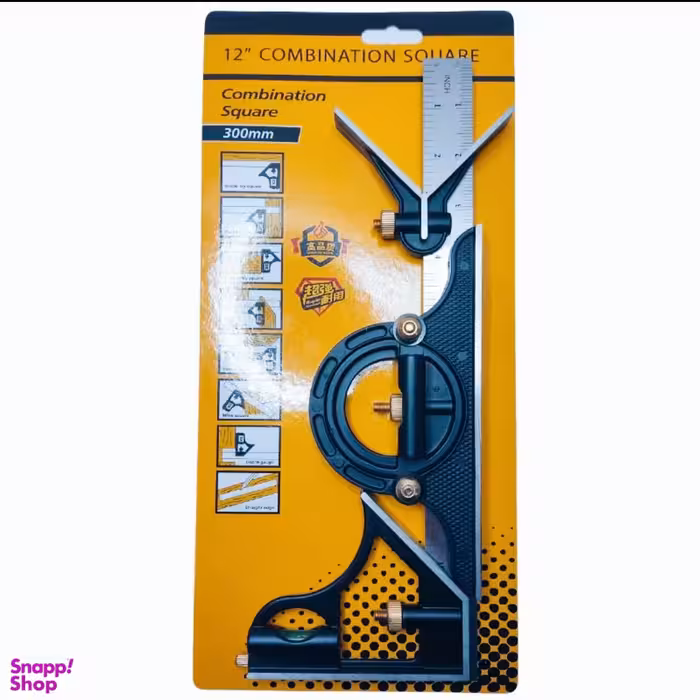 گونیا مرکب سه تکه مدل تراز دار مدل Combination Square کد 3 بازه 300 میلی‌ متر