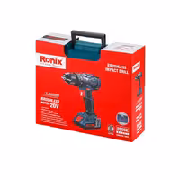 دریل پیچ گوشتی چکشی شارژی براشلس 20 ولت دو باطری مدل 8905K رونیکس