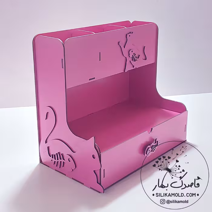 جامدادی رومیزی طرح گربه ماهی خوار کد JMG1