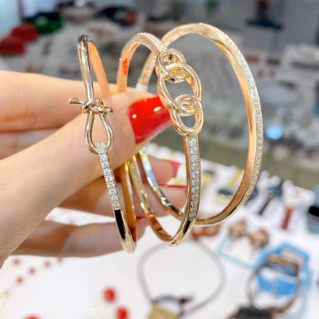 سه مدل دستبند النگویی استیل زنانه دخترانه مارک ژوپینگ دونه ای 199 هزار تومان