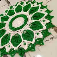 فرشینه رومیزی دستبافت مکرومه سفید چمنی ماندالا اولیتا