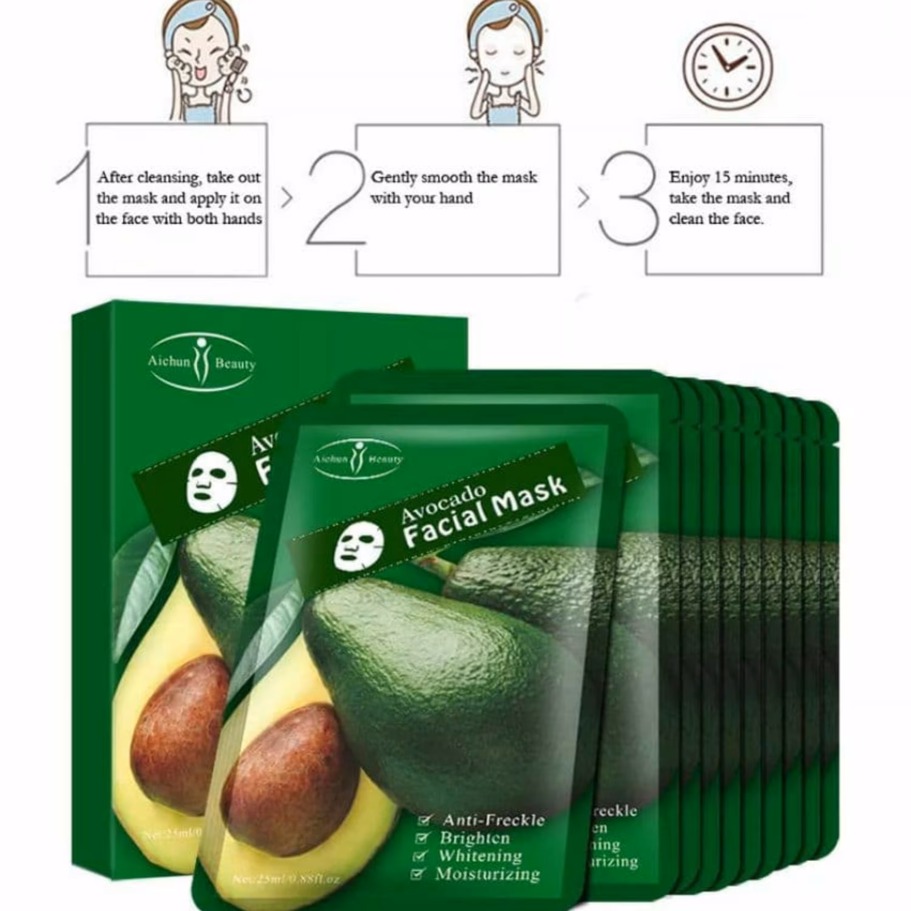 ماسک ورقه ای با عصاره آووکادرو Aichon beauty