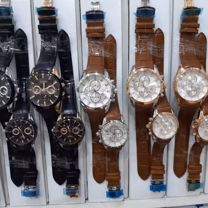 ساعت ست سیتیزن بند چرم موتور ژاپن اصل 