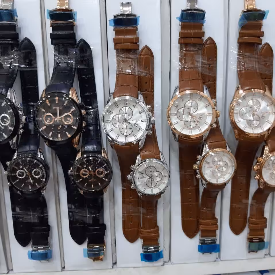 ساعت ست سیتیزن بند چرم موتور ژاپن اصل 