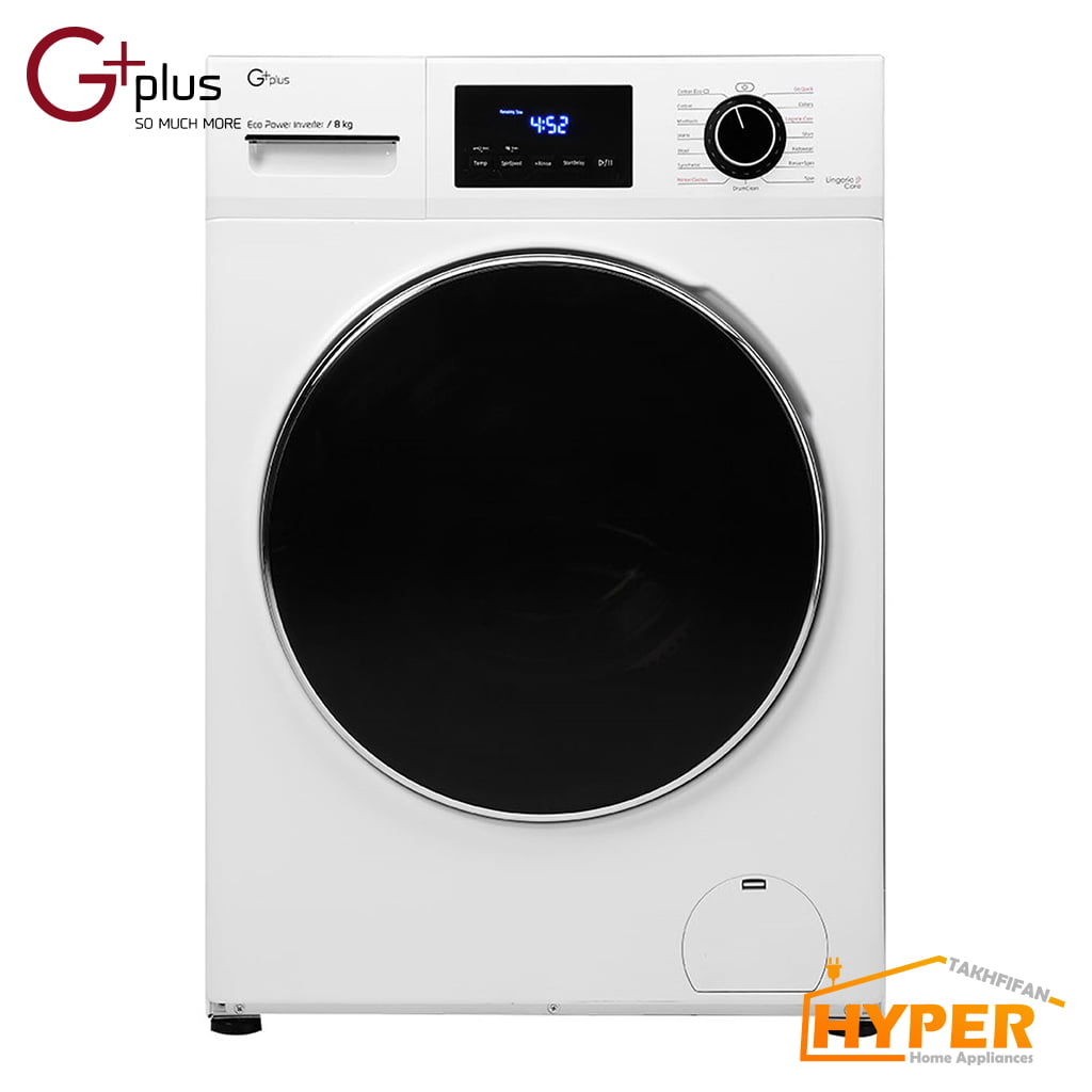 ماشین لباسشویی جی پلاس GWM-K844W سفید 8 کیلویی