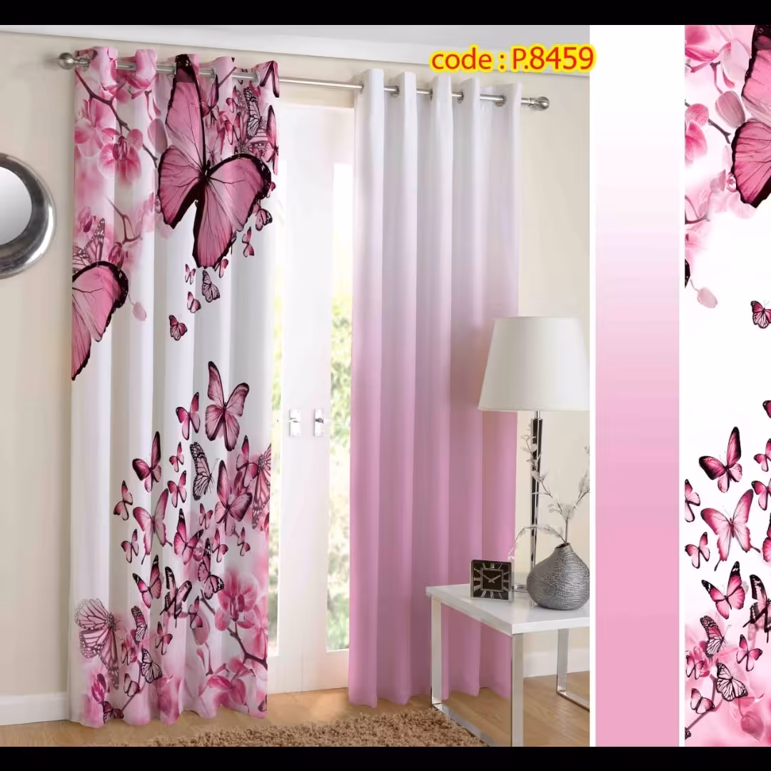 پرده پذیرایی دو قواره طرح پروانه کد P8459