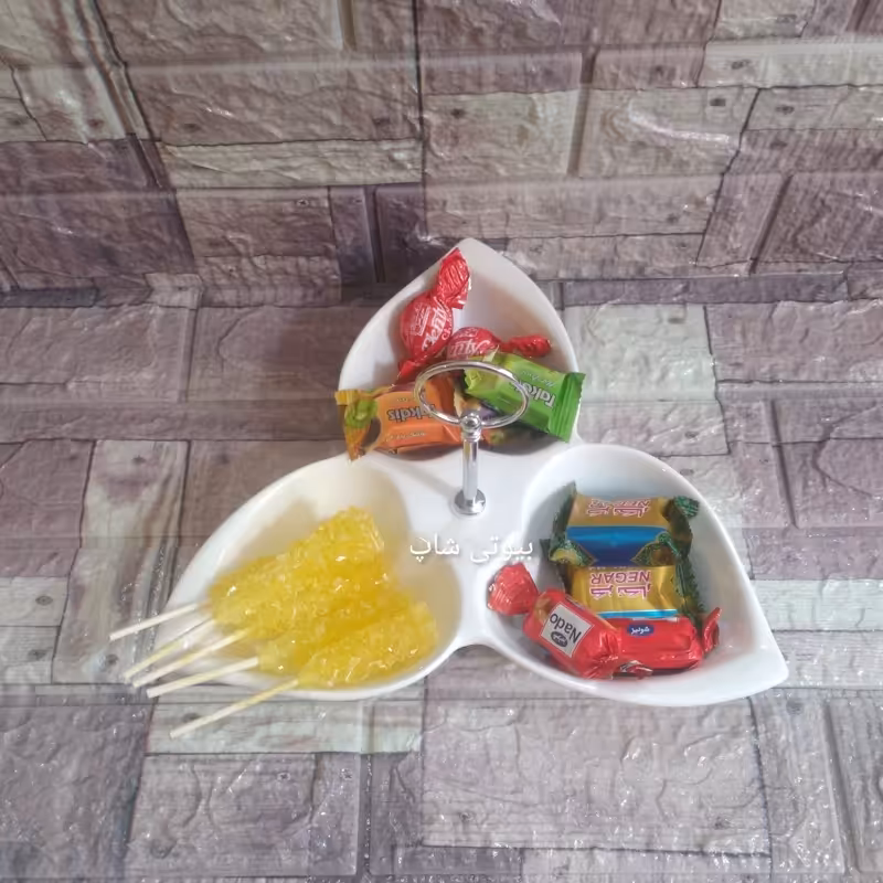 اردو خوری سرامیکی سه خانه طرح قلب - اردورخوری دسته دار سرامیک خارجی مناسب پذیرایی و سرو ...