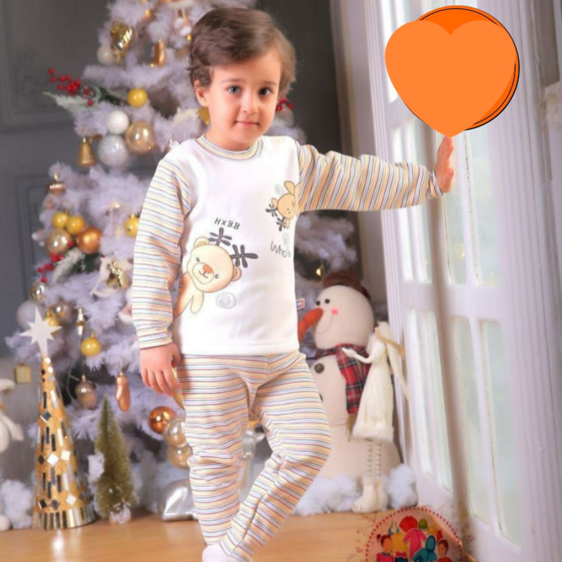 بلوز شلوار داخل مخمل طرخ خرس و گوزن بچگانه، جنس پنبه اعلا(کار وارداتی)، سایز 90،100،110