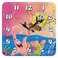 ساعت دیواری کودک مدل 1056 طرح باب اسفنجی و پاتریک