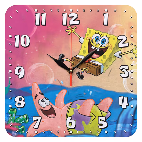 ساعت دیواری کودک مدل 1056 طرح باب اسفنجی و پاتریک