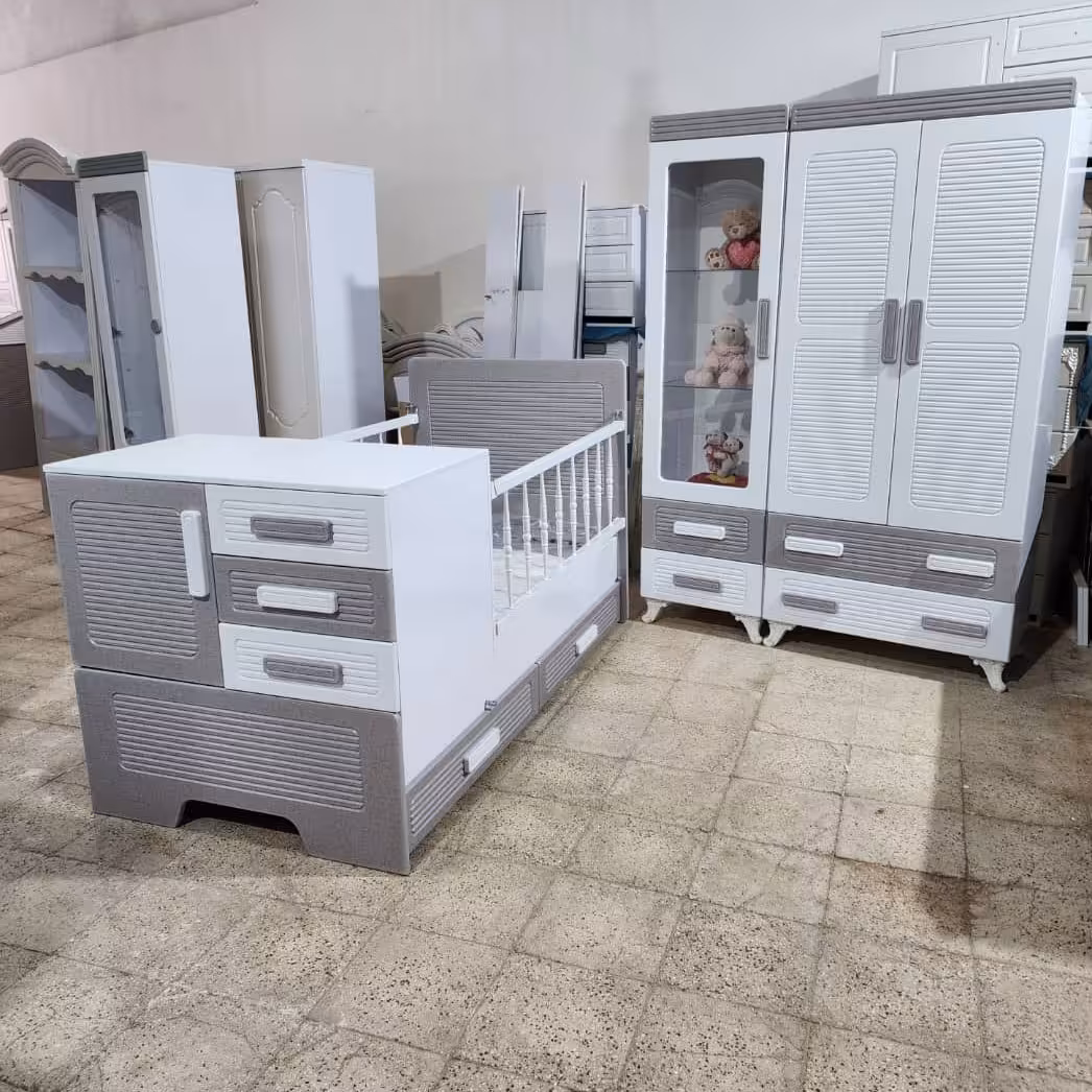 سرویس خواب نوزاد و نوجوان  دوتکه مدل لاکچری سفید طوسی