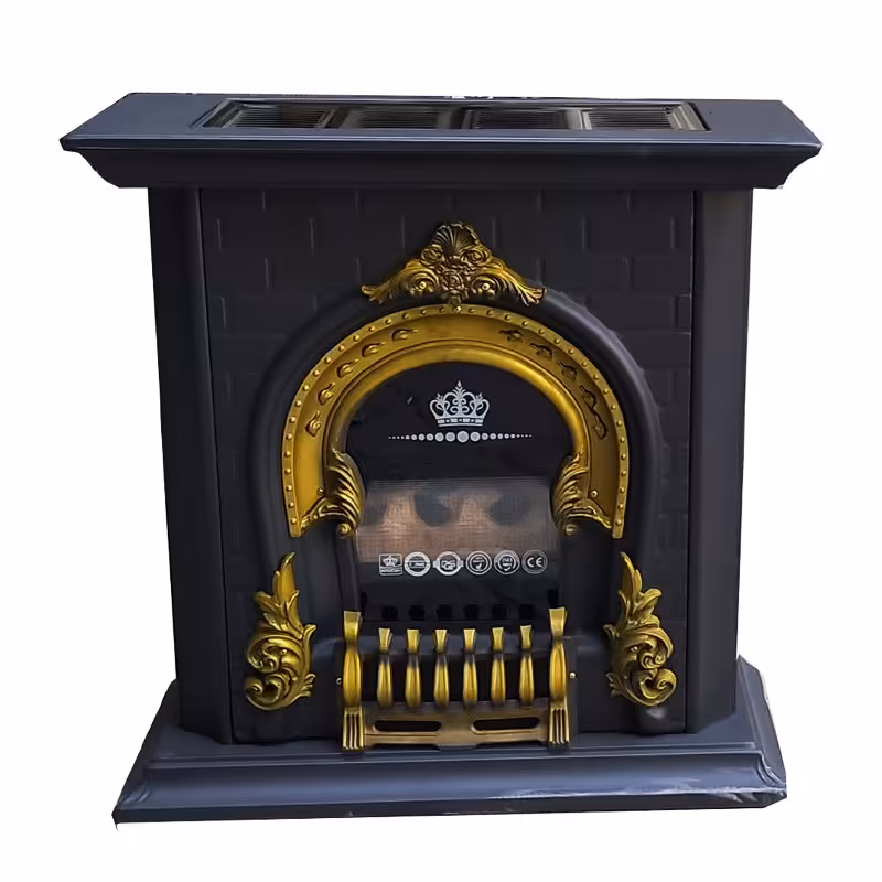 بخاری شومینه گازی تهران سوز 24 هزار مدل کلاسیک مشکی طلایی کد 240