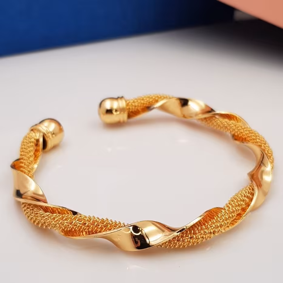 دستبند طرح طلا مدل پشت باز