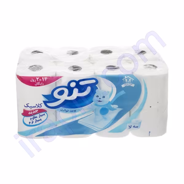 دستمال توالت کلاسیک سه لایه 16 رول تنو