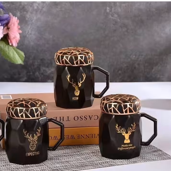 ماگ سرامیکی درب دار گوزن  بسیار زیبا  و خاص