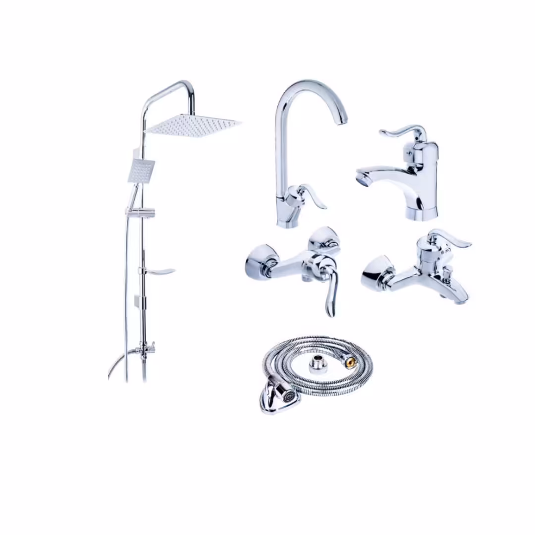 شیر آلات قاجاری کروم اصایی با لوازم نصب