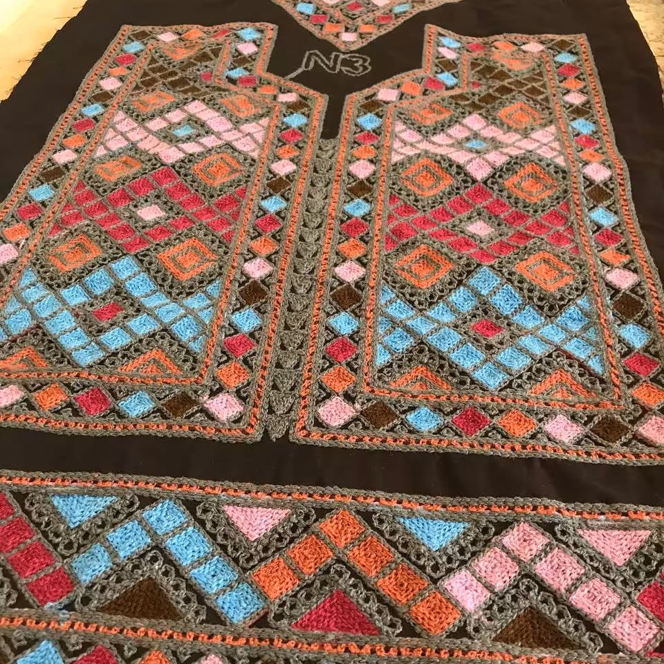 پنل 6 تیکه سنتی بلوچی دوزی برجسته  نخ کاموا اعلأ17