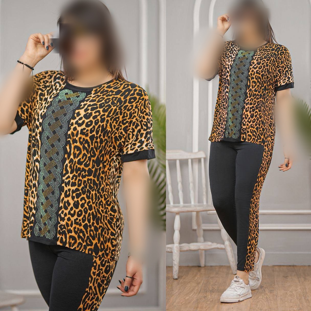 تیشرت شلوار زنانه وسط نگین