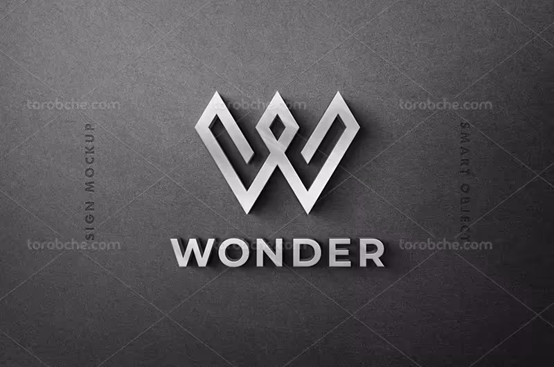 موکاپ لوگو 3 بعدی فلزی لایه باز | گرافیک با طعم تربچه