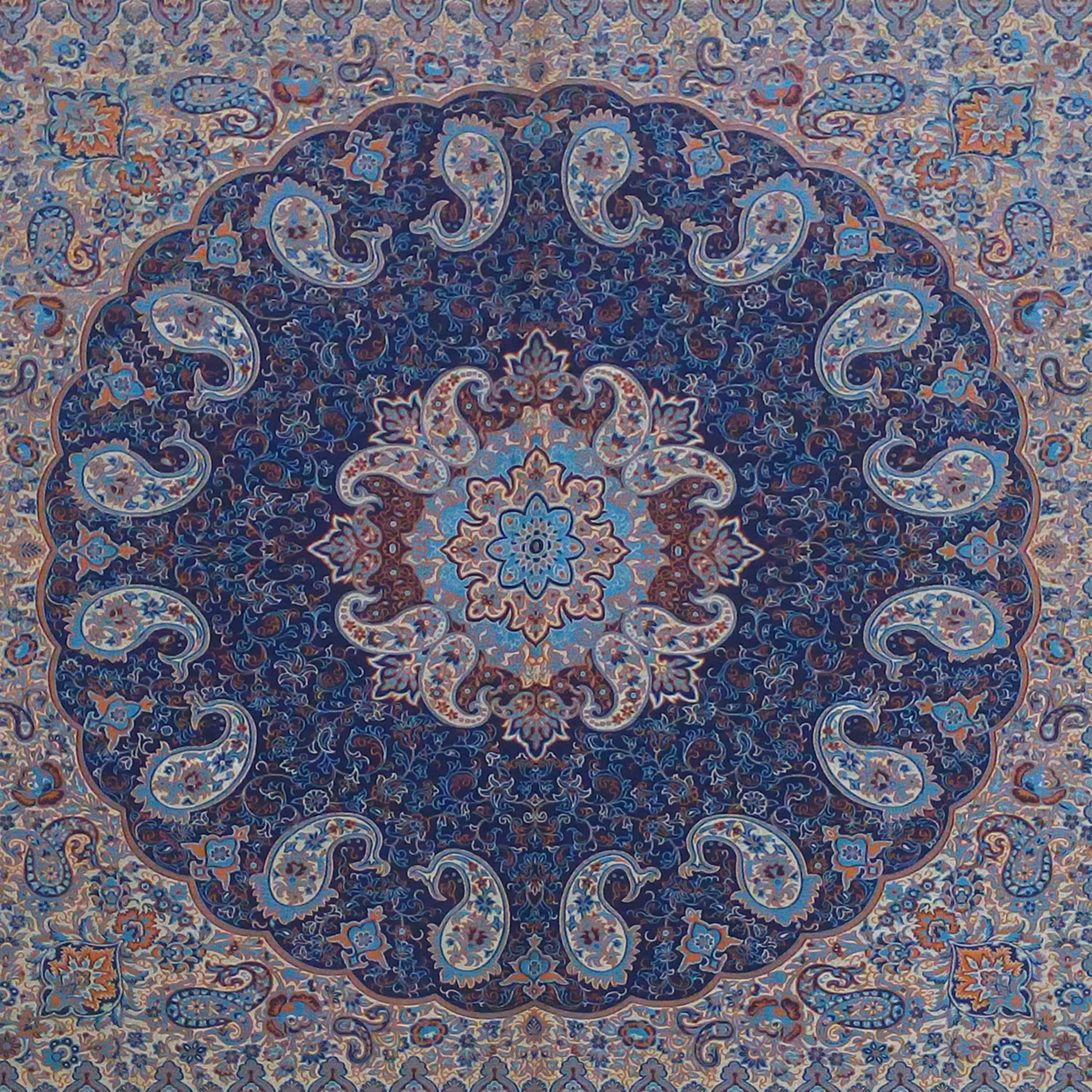 رومیزی ترمه طرح نسترن رنگ سرمه ای با کیفیت عالی