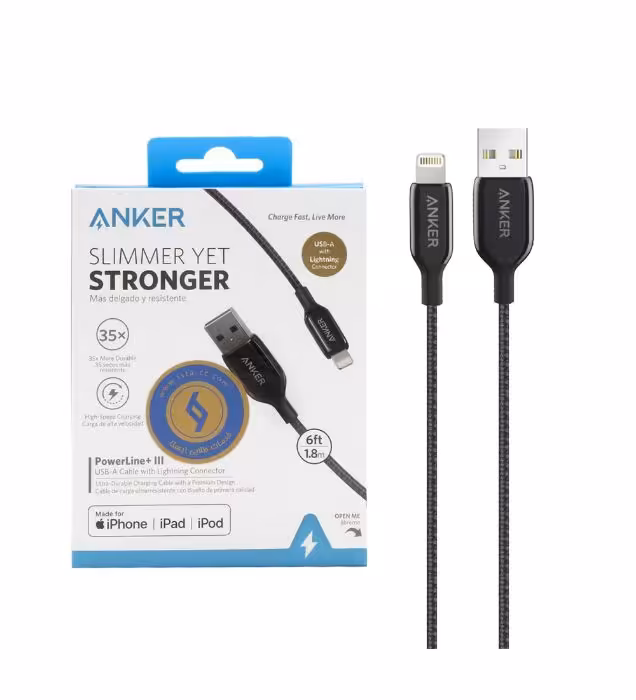 کابل شارژ آیفون انکر مدل PowerLine+III A8823 طول 1.8 متر