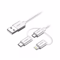 کابل تبدیل USB به Iphone Lightning و Type C و Micro USB یوگرین US186
