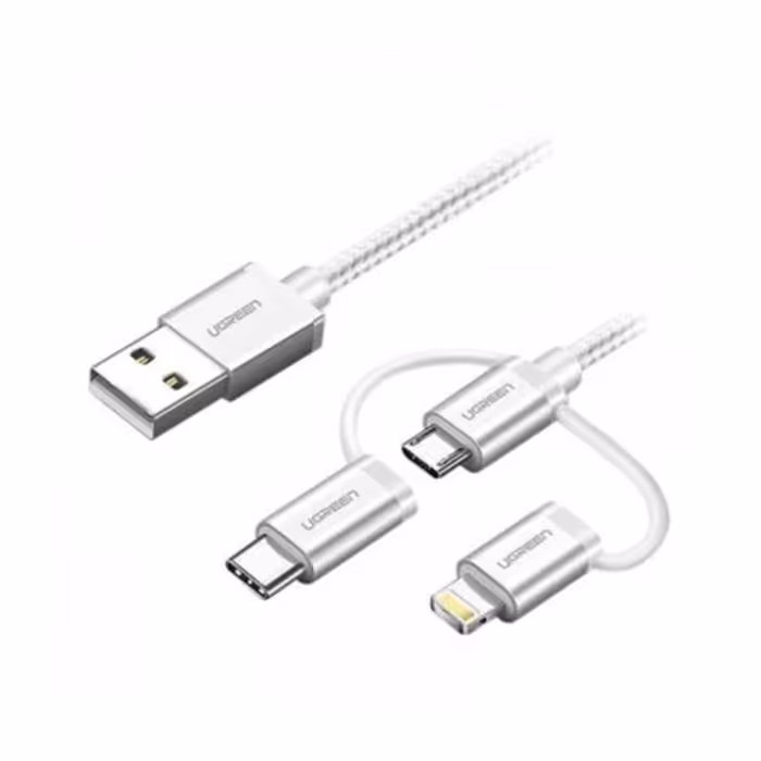 کابل تبدیل USB به Iphone Lightning و Type C و Micro USB یوگرین US186