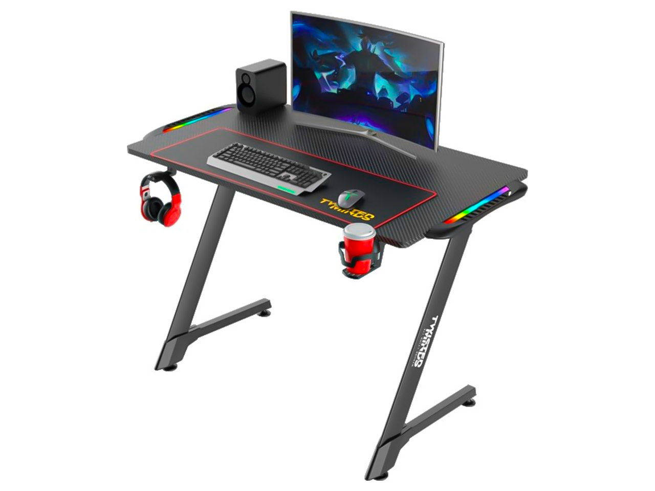 مشخصات، قیمت و خرید میز گیمینگ تویستد مایندز مدل TWISTED MINDS DESK Z SHAPED TM-Z RGB CARBON FIBER-1060