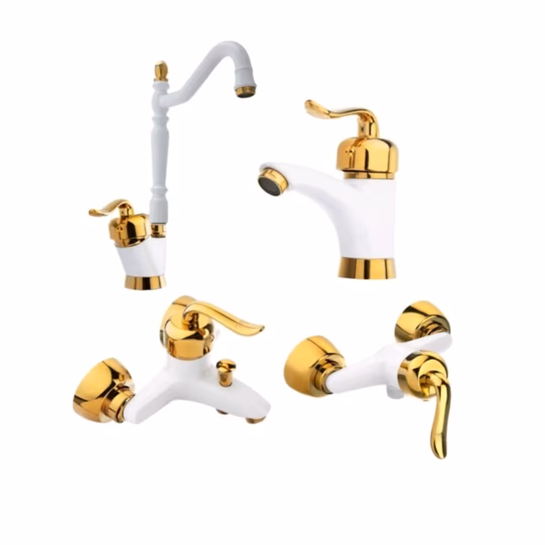 دست کامل شیرآلات قاجاری سفید طلایی 