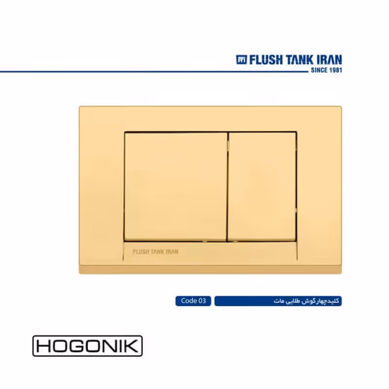 کلید فلاش تانک ایران - چهارگوش طلایی مات (کد 03)