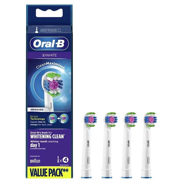 سری یدک مسواک برقی اورال-بی مدل 3DWHITE بسته 4 عددی