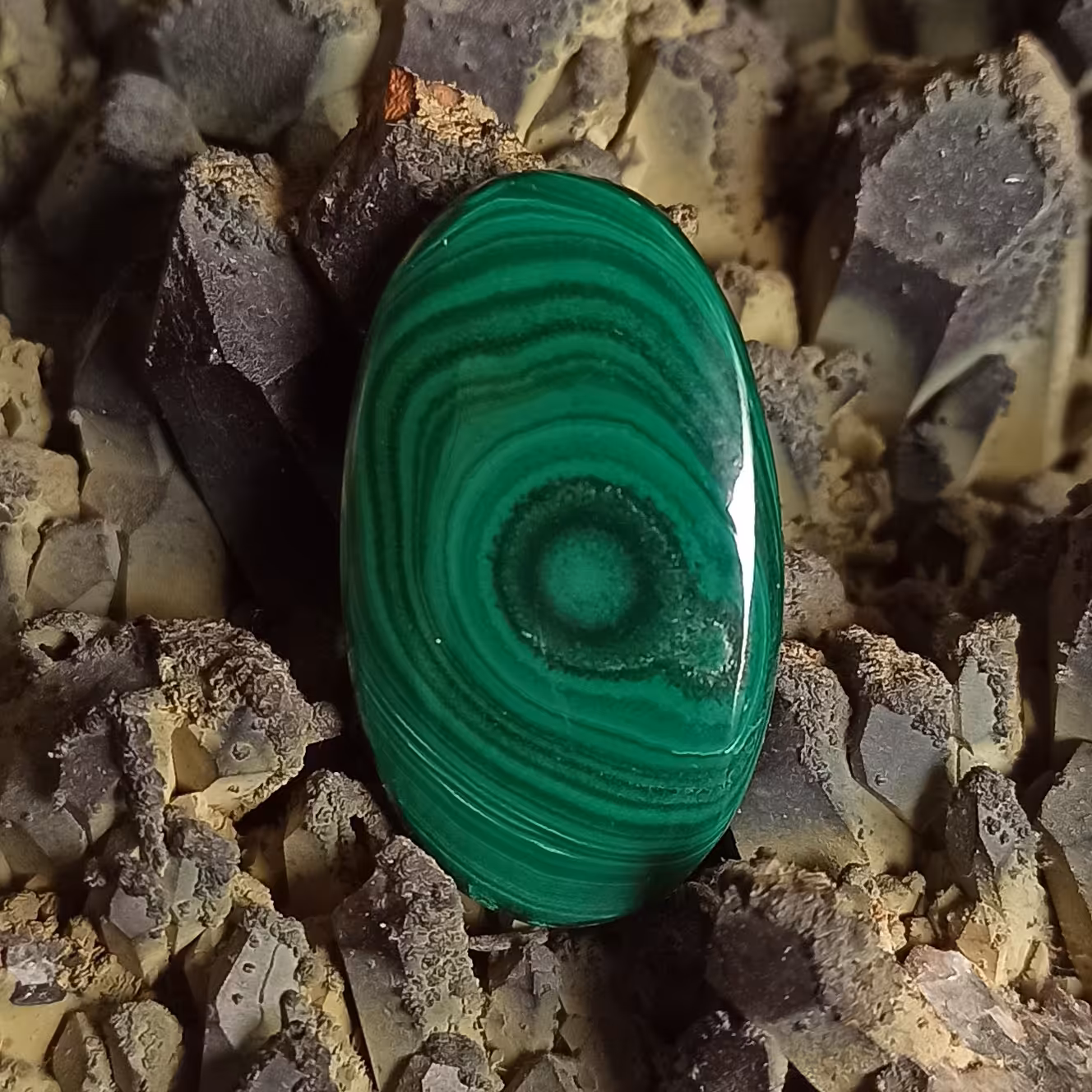 نگین سنگ مالاکیت نواری کنگو کد 518