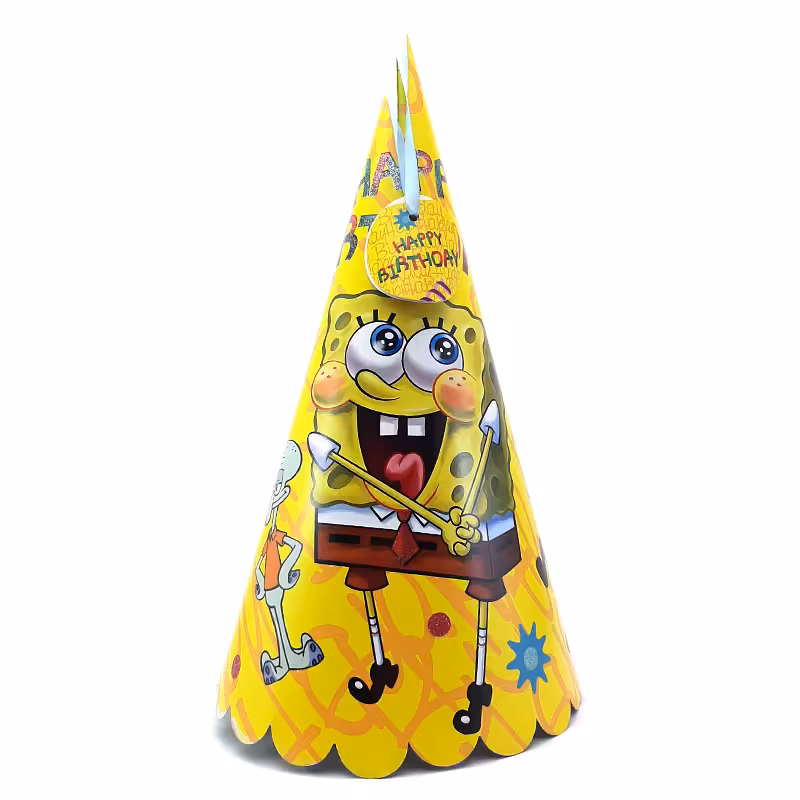 خرید کلاه بوقی تولد مقوایی فانتزی طرح باب اسفنجی